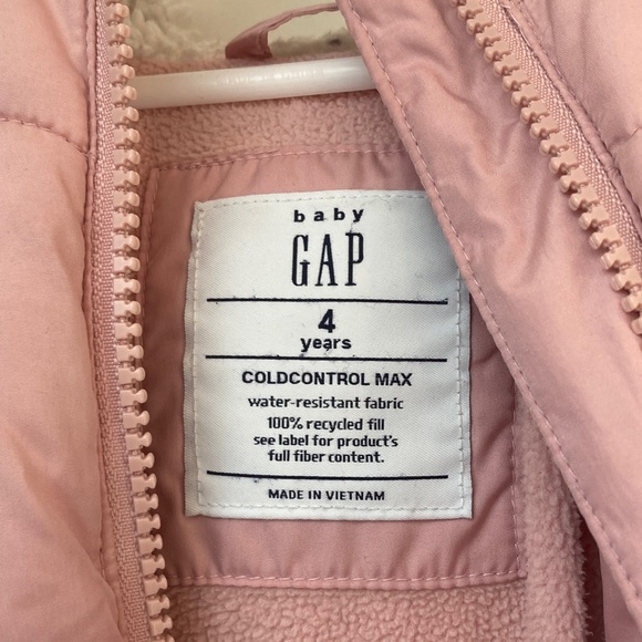 GAP Light Pink Kids cold control max Puffer Jacket coat - Picture 5 of 7